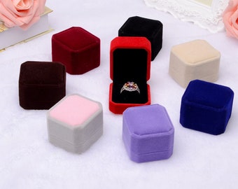 Ring Box, Velvet Ring Box, Velvet Jewelry Box for Rings in Pink, Tan, Gray, Black or Red, Ring Gift Box, Engagement Ring Box