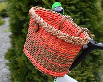 Red bicycle basket children "Forest Fairy’s basket" Bike basket brown Wicker basket for Bike Colored baskets Gift for cyclist Bike bag