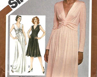 Simplicity 9829 Misses Stretch Knit Raised Waist Dress And Gown Pattern, Size 10, UNCUT