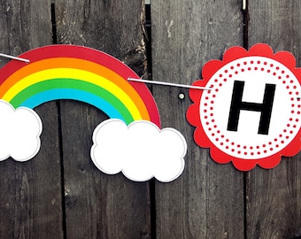 Rainbow Banner - Rainbow Birthday Banner - 3D