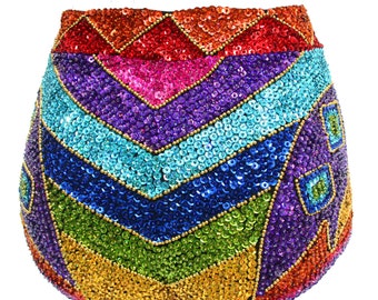 Rainbow sequin high waisted hotpants - fairylove