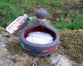 Box flower stoneware table salt, homemade