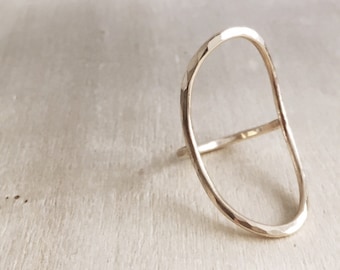 Oval Circle Hammered Ring