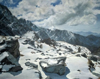 Original "Annapurna", oil on canvas, naturalistic, Nepal, landscape, 120x160