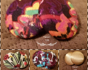 Fabric covered button earrings