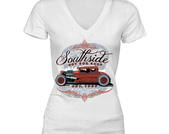 South Side Hot Rod Shop T-shirt Classic Car Garage Engine Motorcycle Motor Tee
