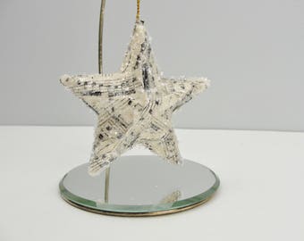 Vintage sheet music star ornament