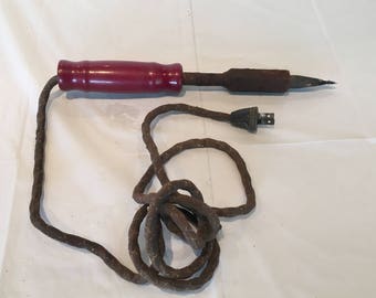 Vintage Electric Soldering Iron with Maroon Bakelite handle - Works, FREE SHIPPING!