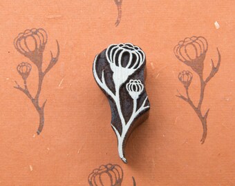 Floral Indian Textile Stamp, Floral Block Printing Stamp, Floral Wooden Block Stamp, Hand Carved Floral Stamp, Handmade Floral wood stamp,