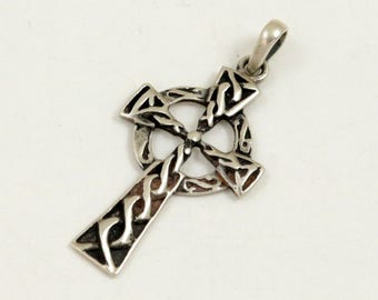 Vintage Sterling Silver Celtic Cross Pendant