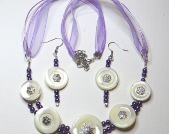 Adornment necklace and earrings with MOP - #718