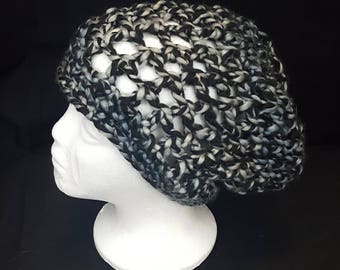 Black Slouchy Waffle Hat