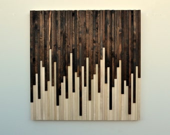 Wall Art - Wood Wall Art - Rustic Wood Sculpture Wall Installation