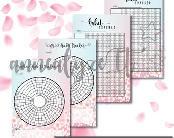 Mini Happy Planner | Personal | A6 Size| Habit Tracker and Wheel Tracker in Cherry Blossoms