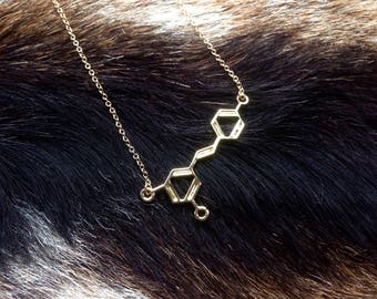 Gold Wine Chemistry Molecular Structure Necklace