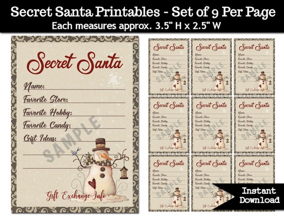secret santa gift exchange printable pdf christmas party