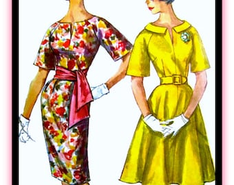 UNCUT Vintage Simplicity Sewing Pattern 3791 - "Simple to Make" Party Dress with Sash & Two Skirts - Size 12, Bust 32