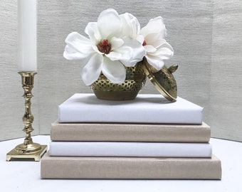 Gold and White Coffee Table Books, Large Books, Shelf Decor