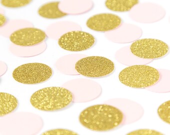 Confetti rosa e oro. Coriandoli di compleanno. Rosa cipria. Coriandoli oro Glitter. Prima festa di compleanno. 1 ° compleanno ragazza. Decorazioni del partito.