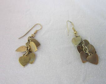 Vintage Multiple Heart Dangle Pierced Earrings