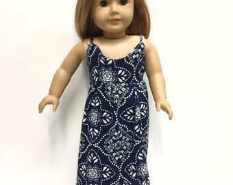 Ready to Ship - Blue Summer Maxi Dress - for American Girl Doll or other 18 in Dolls