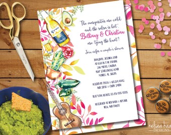 Fiesta Bridal Shower Invitation, Couples Shower, Printable, DIY, 5x7, Wedding Shower, Mexican Party Invite, Cinco De Mayo, Fiesta Shower