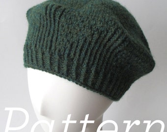 Knit Hat Pattern – Twirling Twill Beret – Pattern PDF - Instant Download - Adult One Size