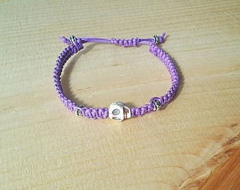 Skull Bracelet, Macrame Bracelet, Bracelet, Skull Macrame Bracelet, Halloween Jewelry, Day of the Dead, Adjustable, Skull, Stone