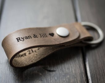 Customized Keychain, Personalized Keychain, Leather Key Chain, Custom Keychain - Driftwood