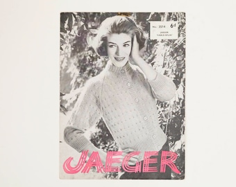 Jaeger Ladies' Cardigan Vintage Knitting Pattern, 1950s Knitting Pattern
