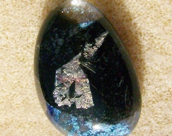 Dichroic Glass Cabochon - Handmade Free Form, Multicolored Flash by JewelryArtistry - DC440