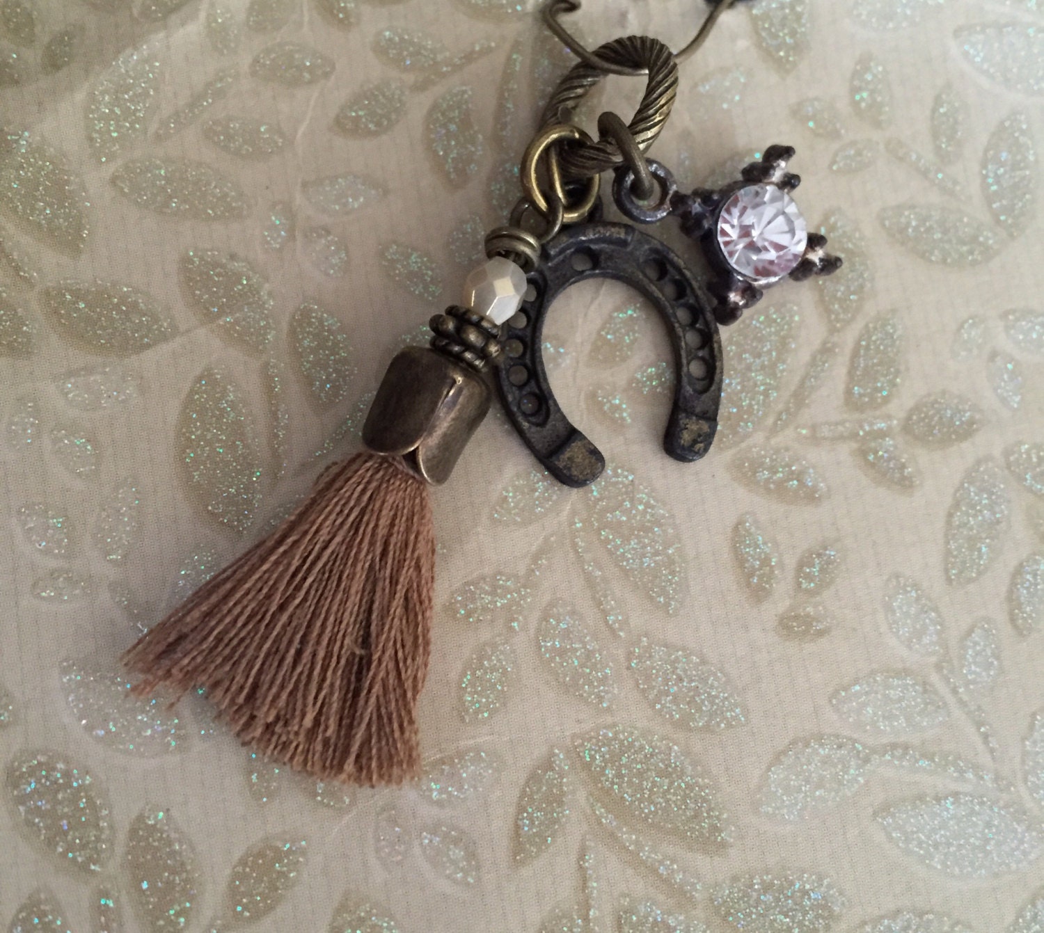 On Sale New CHARM dangle drop set wire rustic horse shoe tassel fringe