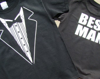 Wedding Tuxedo BEST MAN, Black Tuxedo Tee shirt - Wedding - Mens size Tux shirt- Best Man -2X,3X,4XL- Rehearsal Dinner Shirt - super cute