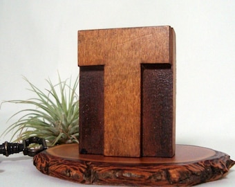 Letterpress T Wood Type Vintage Freestanding Printer Block Letter T