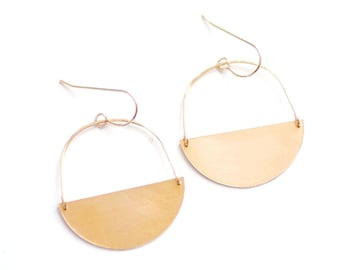 Half Moon Earrings | Half Circle Earrings | Minimalist Earrings | Geometric Earrings | Gold Drop Earrings | Brass Earrings | Sterling Silver
