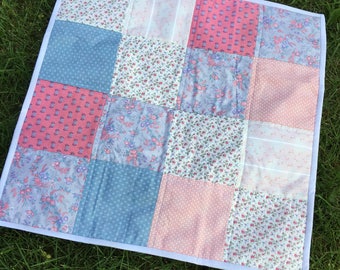 Vintage inspired mini quilt, doll quilt, newborn photography prop, baby photography prop, photo prop 22 x 22 inch