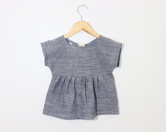 Girls Cotton Tunic in Chambray Dots