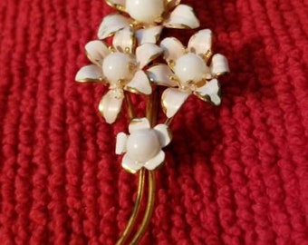 Vintage Enamel Flower Brooch