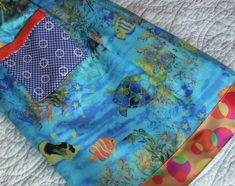 Girls' skirt, under the sea, sea turtles, bubbles, sizes 3T-12