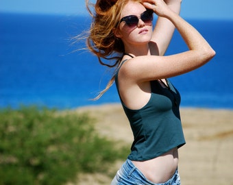 Eco Friendly Cropped Tank Top - Crop Top - Organic Cotton Soy Spandex Jersey - Organic Clothing - Several Colors