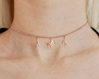 Name Choker - Custom Name Choker - Choker Necklace - Dainty Choker - Silver Choker - Charm Choker - Bridesmaid Gift - Mothers Days Gift