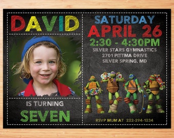 Ninja Turtle Invitation , Ninja Turtles Party , TMNT invitation , Teenage Mutant Ninja Turtle invitations , TMNT Birthday Invitation , TMNT