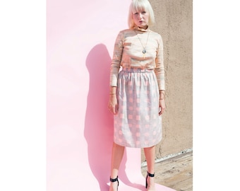 The Peach Grid Midi Skirt