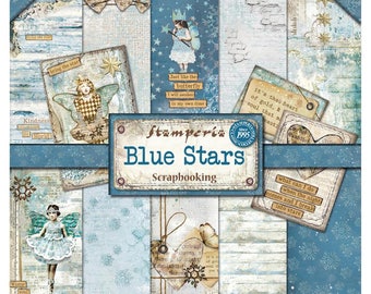 STAMPERIA BLUE STARS, Stamperia, Altered Art Paper, Blue Paper Pack, Blue Card Stock, Angels Card Stock, Blue Theme Card Stock