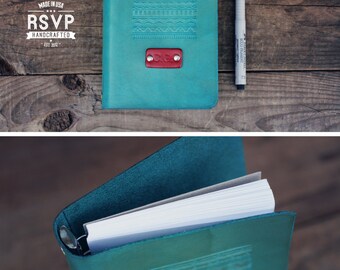 SALE 50% Personalized Leather journal, Notebook, Travel Diary, Journal, Sketchbook, Turquoise stain, Aztec tribal, mint, name initials