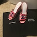 Authentic Chanel red and white stripe wedge heel-size 40
