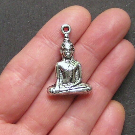 2 Buddha Charms Antique Silver Tone Absolutely Stunning 3D