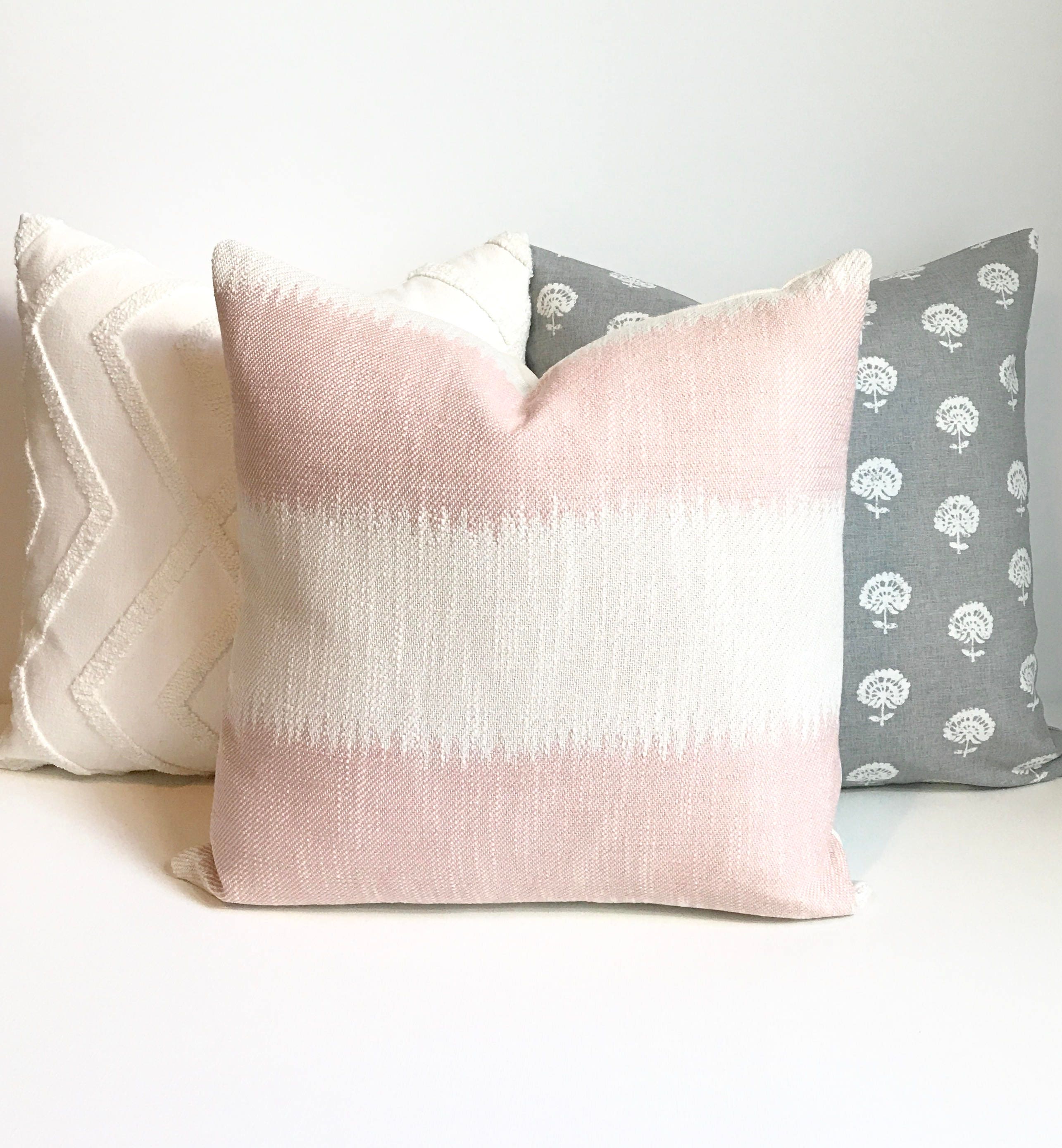Blush pink ikat striped boho Decorative Pillow Cover