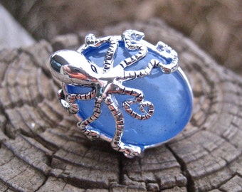 Cool Vintage Blue Agate Octopus Ring