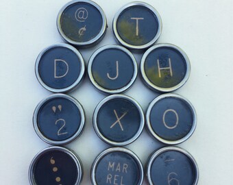 Lot of 11 Authentic Royal Flat Back Typewriter Keys for Jewelry Supplies